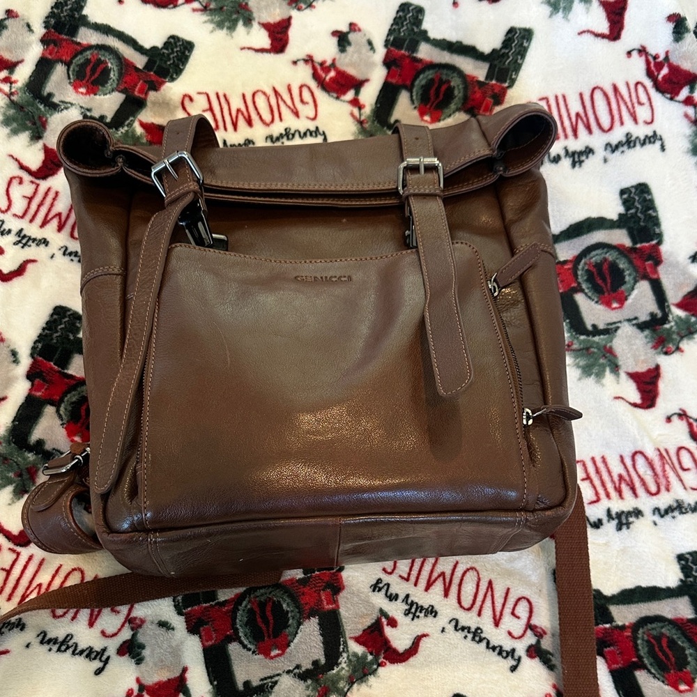Genicci  Rich Brown Leather Tote, genuine leather , backpack